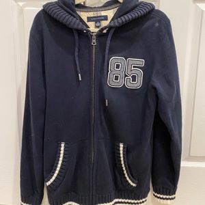 Tommy Hilfiger Medium Blue with White Varsity Zip Up Sweatshirt